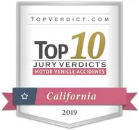 Ranked in California's Top 10 Motor Vehicle Accident Verdicts in 2019